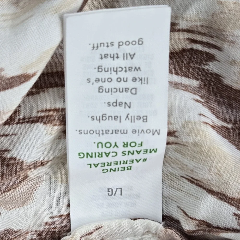 Aerie Women Dress L Brown Geometric Maxi Sundress Cottagecore Strap Sleeveless - Picture 5 of 11